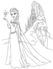 coloriage reine des neiges elsa heureuse dans son palais